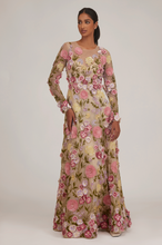 Load image into Gallery viewer, Full Sleeves 3D Floral Embellished OTT Gown
