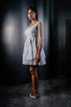 Load image into Gallery viewer, Cascading Mini Dress With Belt