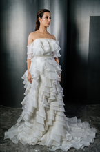 Load image into Gallery viewer, Organza Ruffle Gown With Belt
