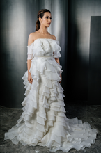 Load image into Gallery viewer, Organza Ruffle Gown With Belt