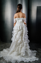 Load image into Gallery viewer, Organza Ruffle Gown With Belt
