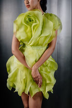 Load image into Gallery viewer, Rosette Ruffle Dress With Belt