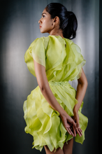 Load image into Gallery viewer, Rosette Ruffle Dress With Belt