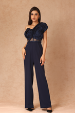 Load image into Gallery viewer, Taffeta Draped Jumpsuit With Belt