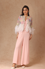 Load image into Gallery viewer, Embroidered Feather Jacket with Cropped Jumpsuit