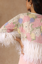 Load image into Gallery viewer, Embroidered Feather Jacket with Cropped Jumpsuit