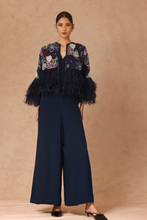 Load image into Gallery viewer, Embroidered Feather Jacket with Cropped Jumpsuit