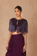Load image into Gallery viewer, Fringe Capelet With Chiffon Skirt & Ruched Bandeau