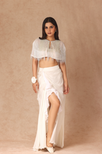 Load image into Gallery viewer, Fringe Capelet With Chiffon Skirt & Ruched Bandeau