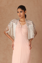 Load image into Gallery viewer, Drape Fringe Cape With Chiffon Dress