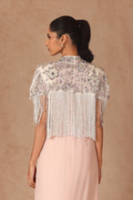 Load image into Gallery viewer, Drape Fringe Cape With Chiffon Dress