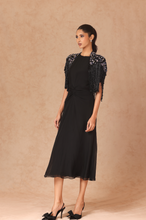 Load image into Gallery viewer, Drape Fringe Cape With Chiffon Dress