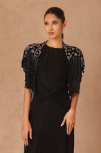 Load image into Gallery viewer, Drape Fringe Cape With Chiffon Dress