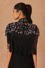 Load image into Gallery viewer, Drape Fringe Cape With Chiffon Dress