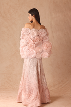 Load image into Gallery viewer, Ombre Textured Gown With 3D Flower Cape
