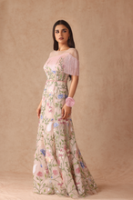 Load image into Gallery viewer, Floral Bridal Fringe Gown With Belt