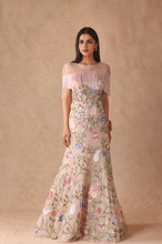 Load image into Gallery viewer, Floral Bridal Fringe Gown With Belt