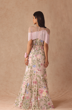 Load image into Gallery viewer, Floral Bridal Fringe Gown With Belt