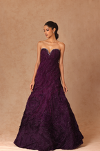 Load image into Gallery viewer, Ombre Textured Gown With 3D Flower Cape