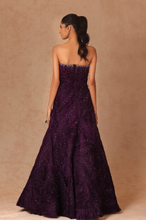 Load image into Gallery viewer, Ombre Textured Gown With 3D Flower Cape