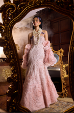 Load image into Gallery viewer, Ombre Textured Gown With 3D Flower Cape