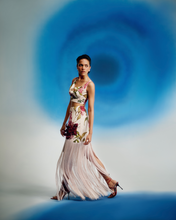 Load image into Gallery viewer, Cowl Crop Top With Passion Fringe Skirt
