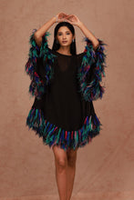 Load image into Gallery viewer, Kaftan Mini Dress with Feathers
