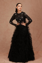 Load image into Gallery viewer, Crystal Embellished Feather Gown
