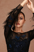 Load image into Gallery viewer, Floral Sequinned Midi with Belt