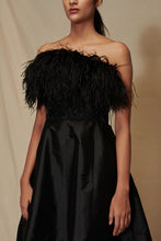Load image into Gallery viewer, Taffeta Feather Dress with Belt