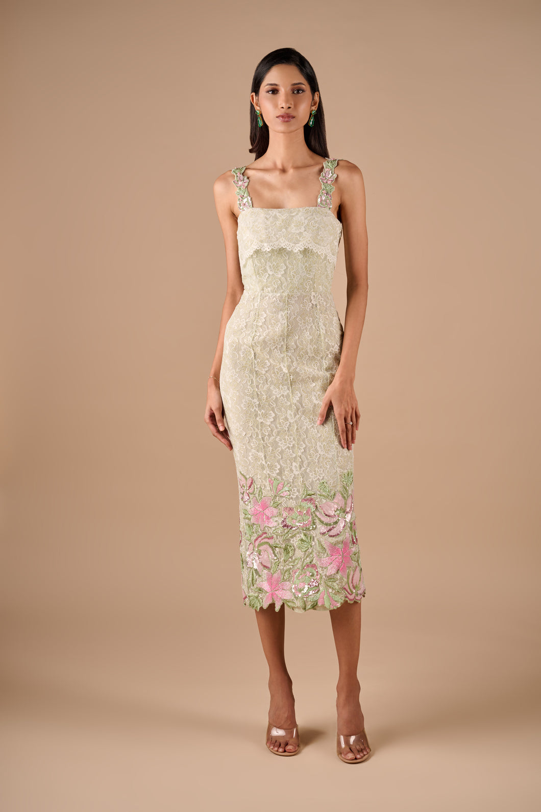 Column Lace Midi Dress