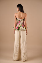 Load image into Gallery viewer, Multi Floral Peplum Top And Textured Flare Pants
