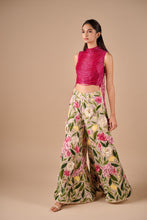 Load image into Gallery viewer, Multi Floral Flare Pants With Fringe Drape Top
