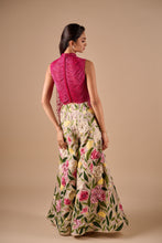 Load image into Gallery viewer, Multi Floral Flare Pants With Fringe Drape Top
