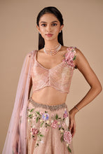 Load image into Gallery viewer, Bridal Floral Skirt With Floral Fringe Blouse And Floral Dupatta
