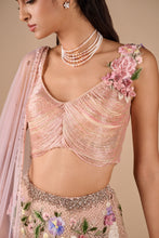 Load image into Gallery viewer, Bridal Floral Skirt With Floral Fringe Blouse And Floral Dupatta
