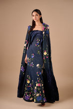 Load image into Gallery viewer, Bridal Drape Column Gown With Floral Textured Cape
