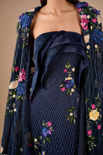 Load image into Gallery viewer, Bridal Drape Column Gown With Floral Textured Cape
