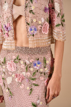 Load image into Gallery viewer, Bridal Fishtail Skirt With Cropped Fringe Jacket And Pleated Bralette

