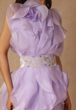 Load image into Gallery viewer, Rosette Ruffle Dress With Belt
