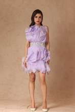 Load image into Gallery viewer, Rosette Ruffle Dress With Belt
