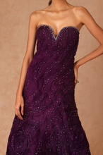 Load image into Gallery viewer, Ombre Textured Gown With 3D Flower Cape
