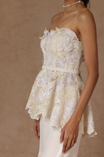 Load image into Gallery viewer, 3D Embroidered Corset Peplum With Belt
