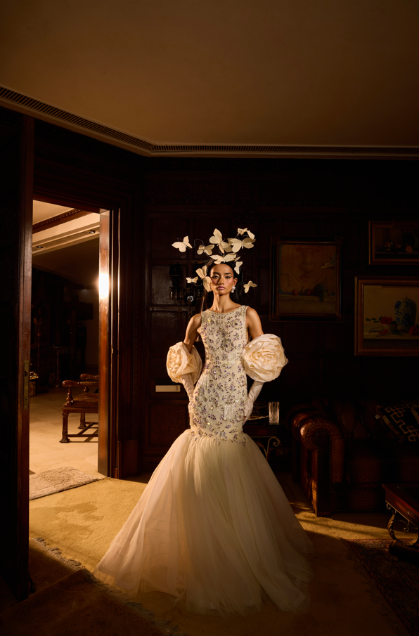 sachin and babi light blue dress Luxury Crystal Beading Bodice Lace Long Sleeve Ball Gown Wedding Dresses