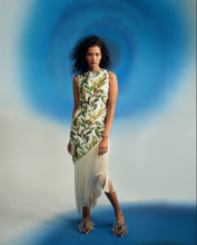 Load image into Gallery viewer, Asymmetric Satin Fringe Dress
