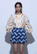 Load image into Gallery viewer, Ikat Cotton Bishop sleeve shirt (Tulip)
