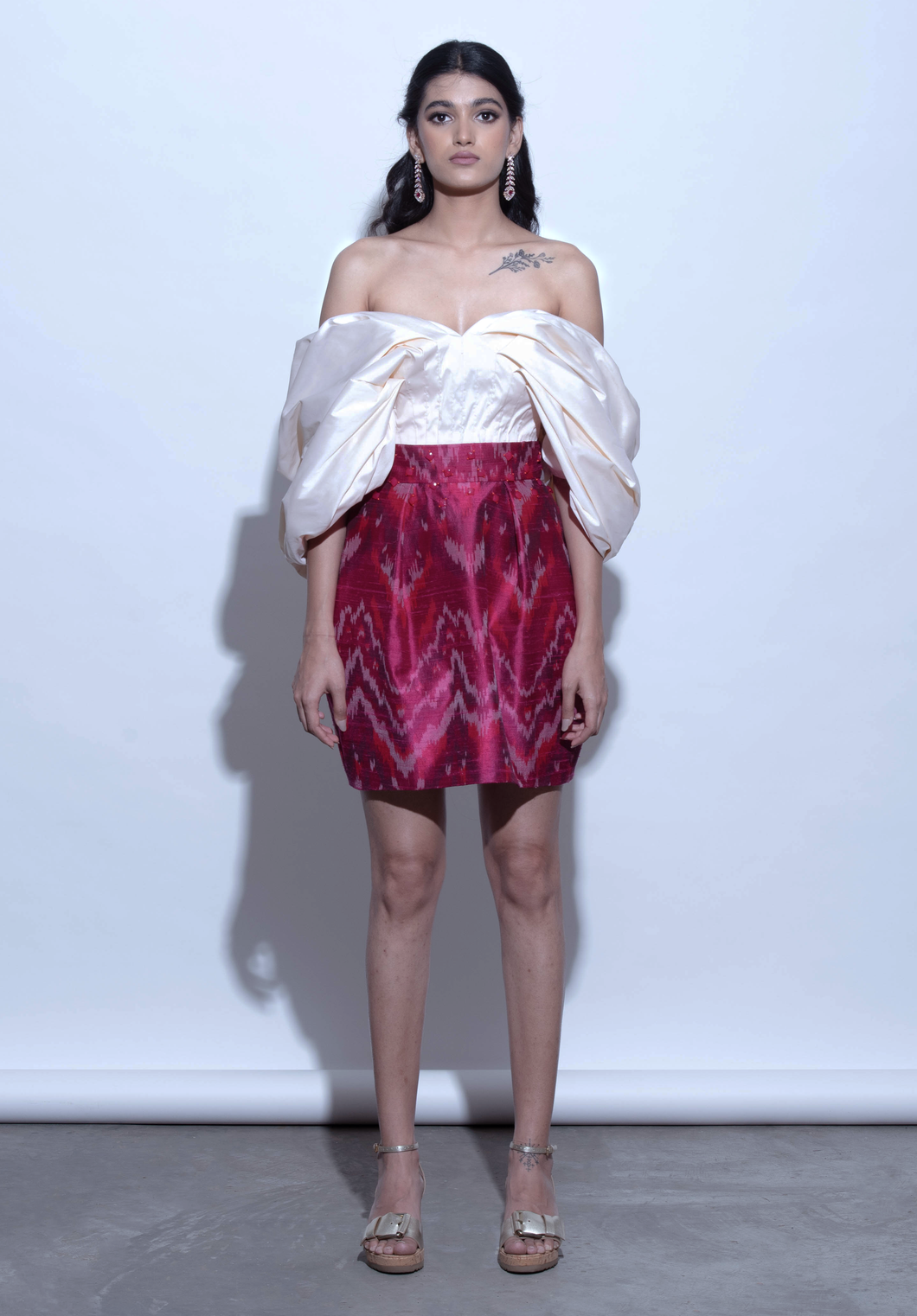 Box Pleat Ikat Skirt
