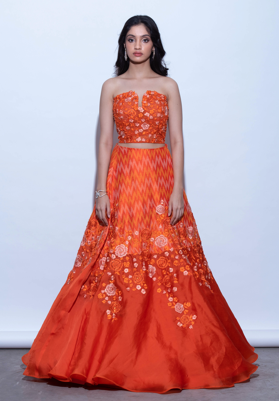 Ikat/Organza Floral Skirt