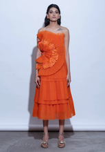Load image into Gallery viewer, Large Side Floral Midi Dress w/ Ikat Highlight
