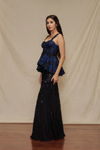 Load image into Gallery viewer, Embroidered Peplum with Belt and Flared Pant
